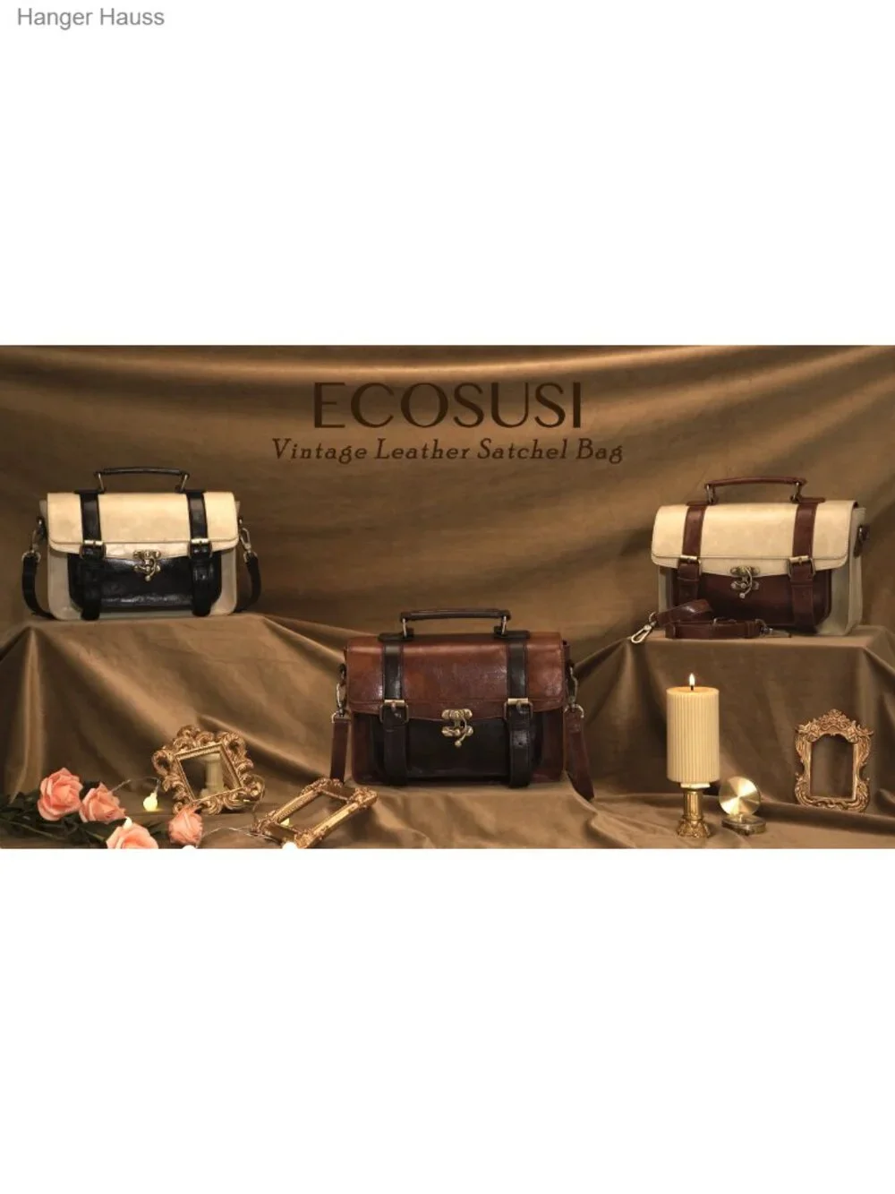 Women PU Leather Satchel Crossbody Bag Vintage Work Messenger Purse Small